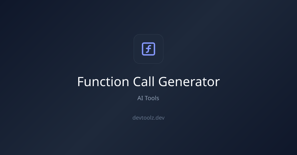 Function Call Generator — JSON Schema to AI Function Definitions ...